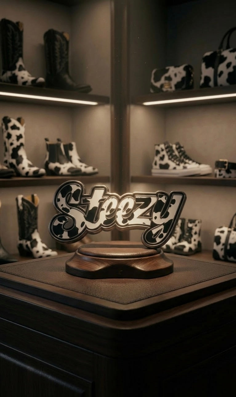 Steezy Black & White Cow Print